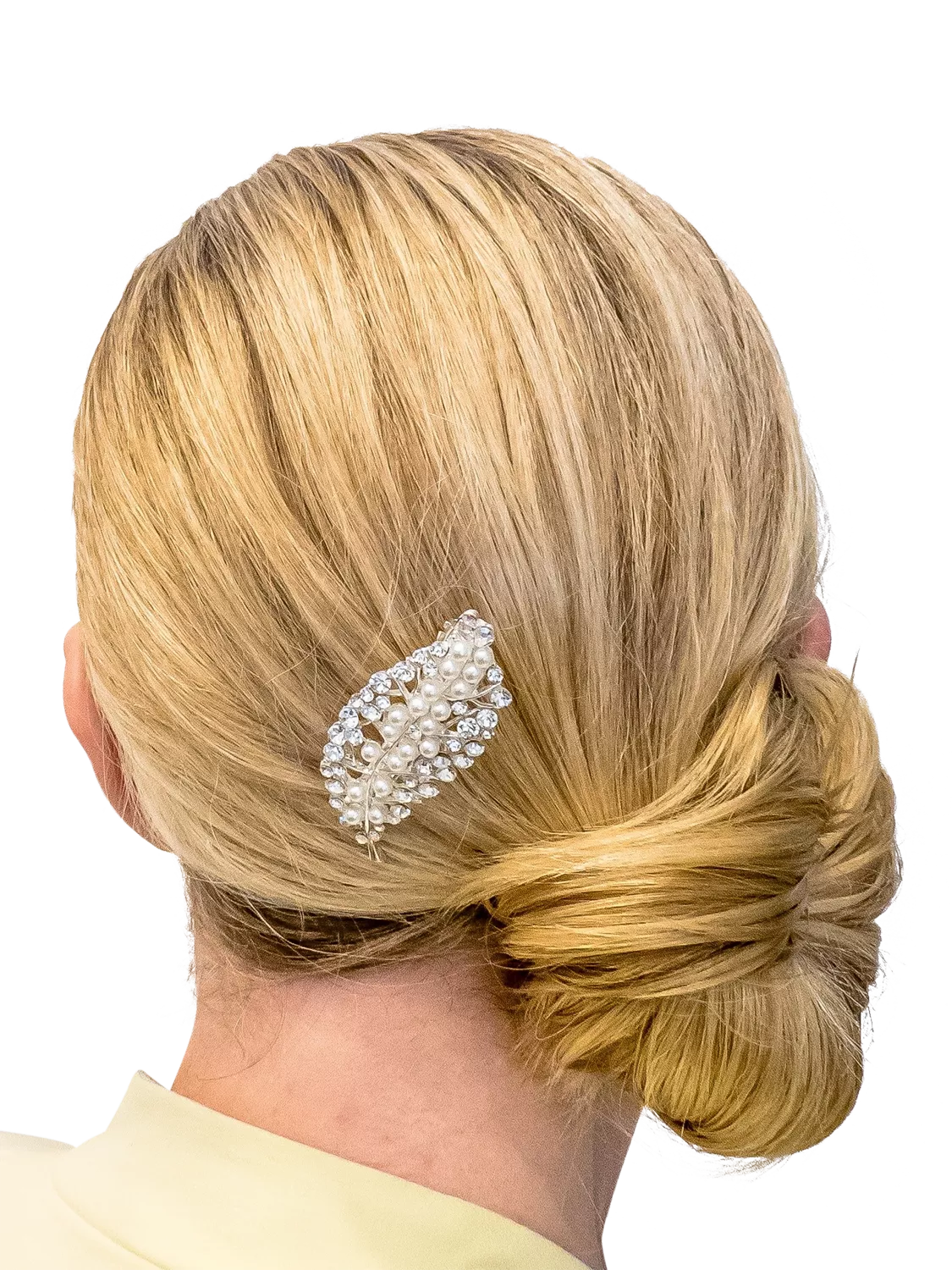 QueenMee leaf pearl and diamante hair clip in silver - British product