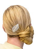 QueenMee leaf pearl and diamante hair clip in silver - British product