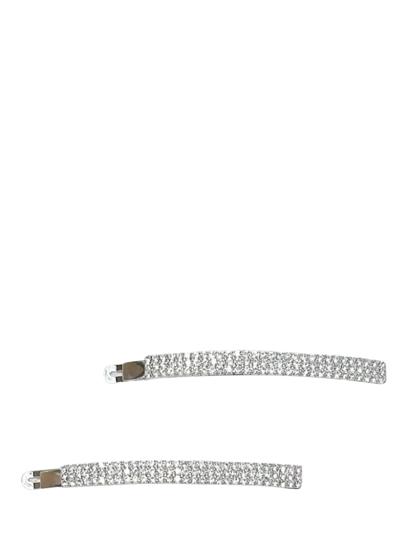 QueenMee Diamante Hair Slides, White
