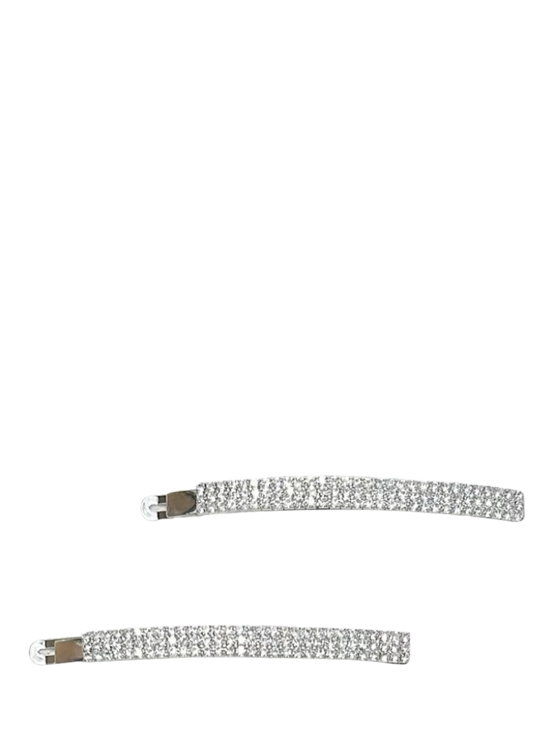 QueenMee Diamante Hair Slides, White