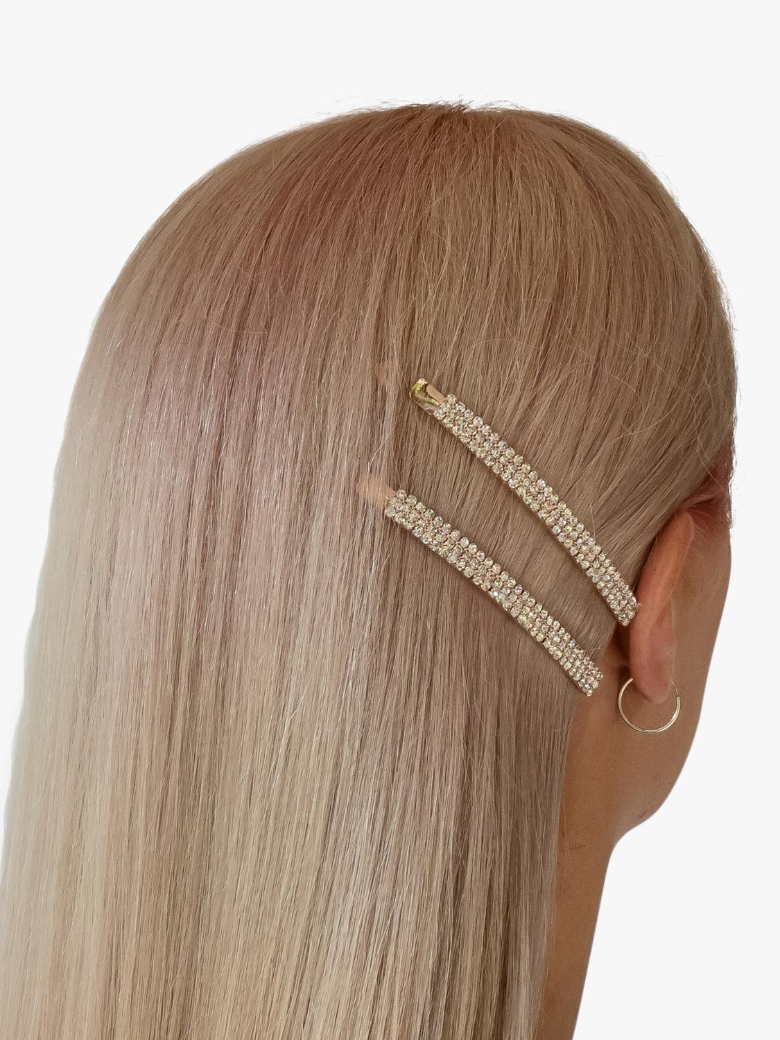 QueenMee diamante hair slides white (British brand)
