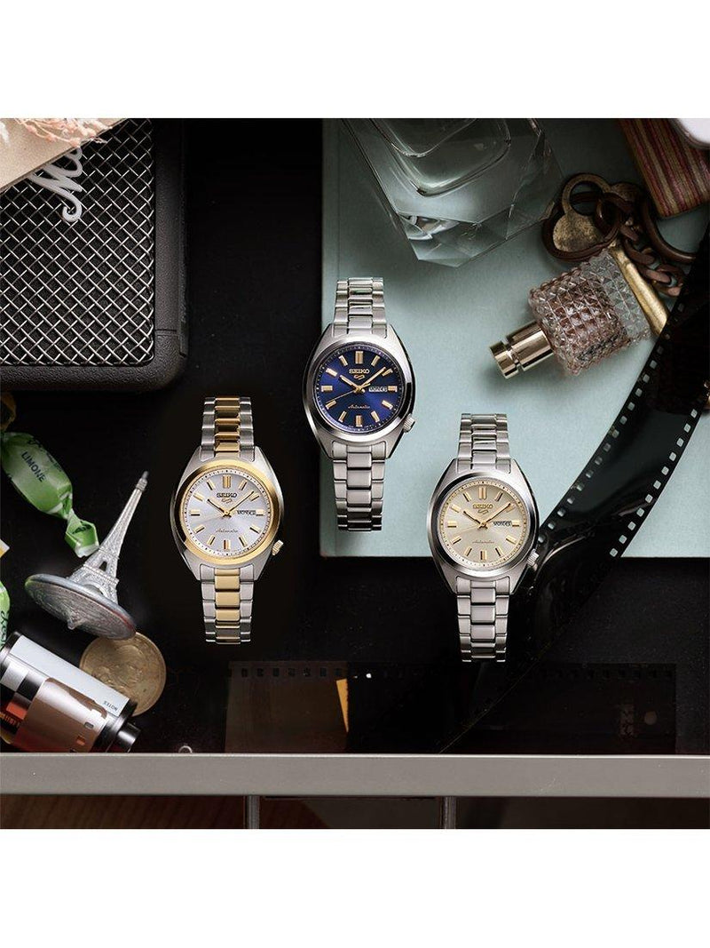 Seiko automatic watch blue dial stainless steel bracelet, UK version