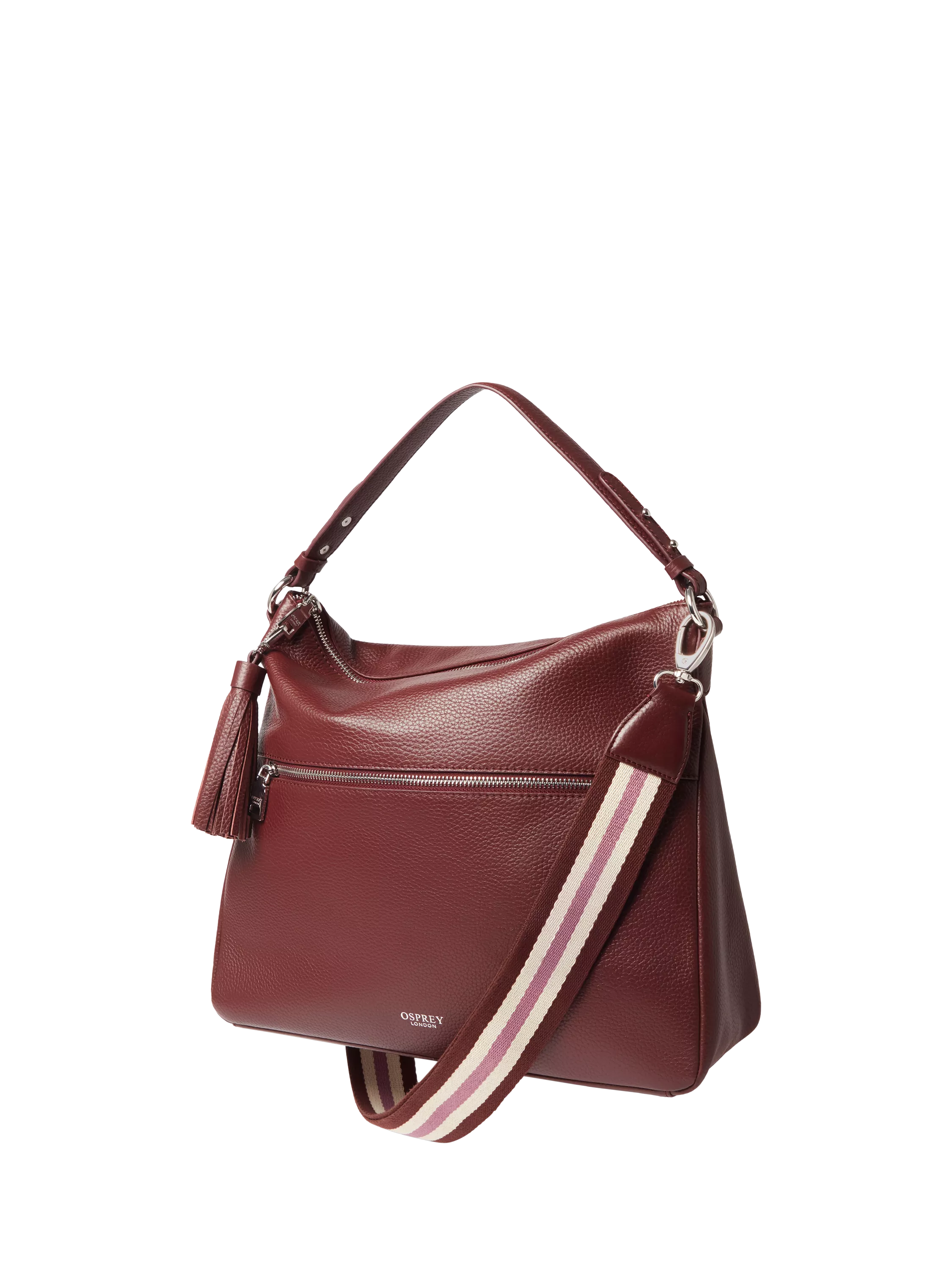 OSPREY LONDON Stella Leather Hobo Bag, Merlot