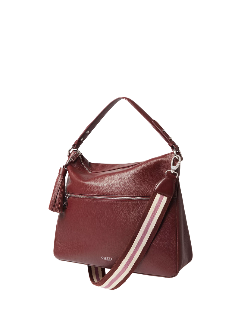 OSPREY LONDON Stella Leather Hobo Bag, Merlot