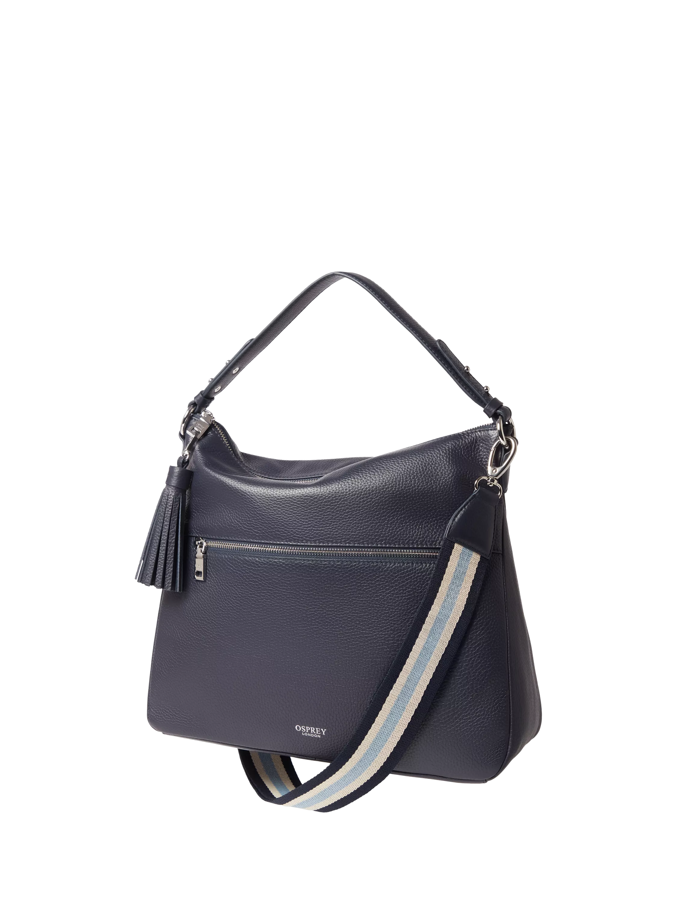 OSPREY LONDON Stella Leather Hobo Bag, Navy