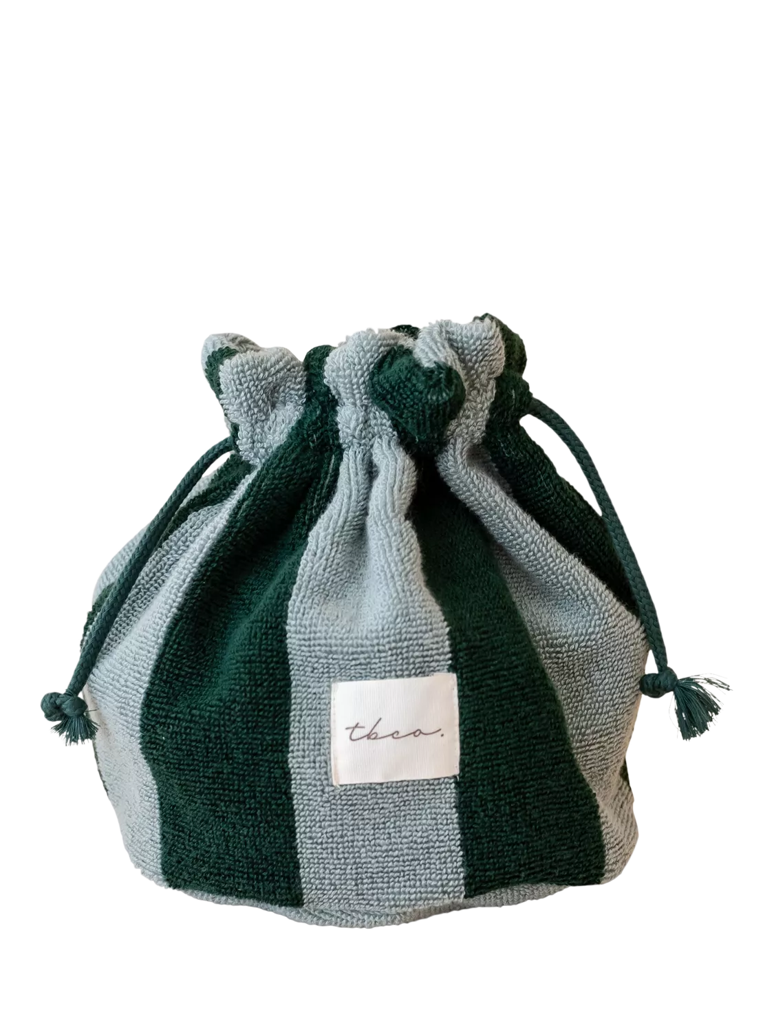 TBCo green stripe towelling wash bag, UK version