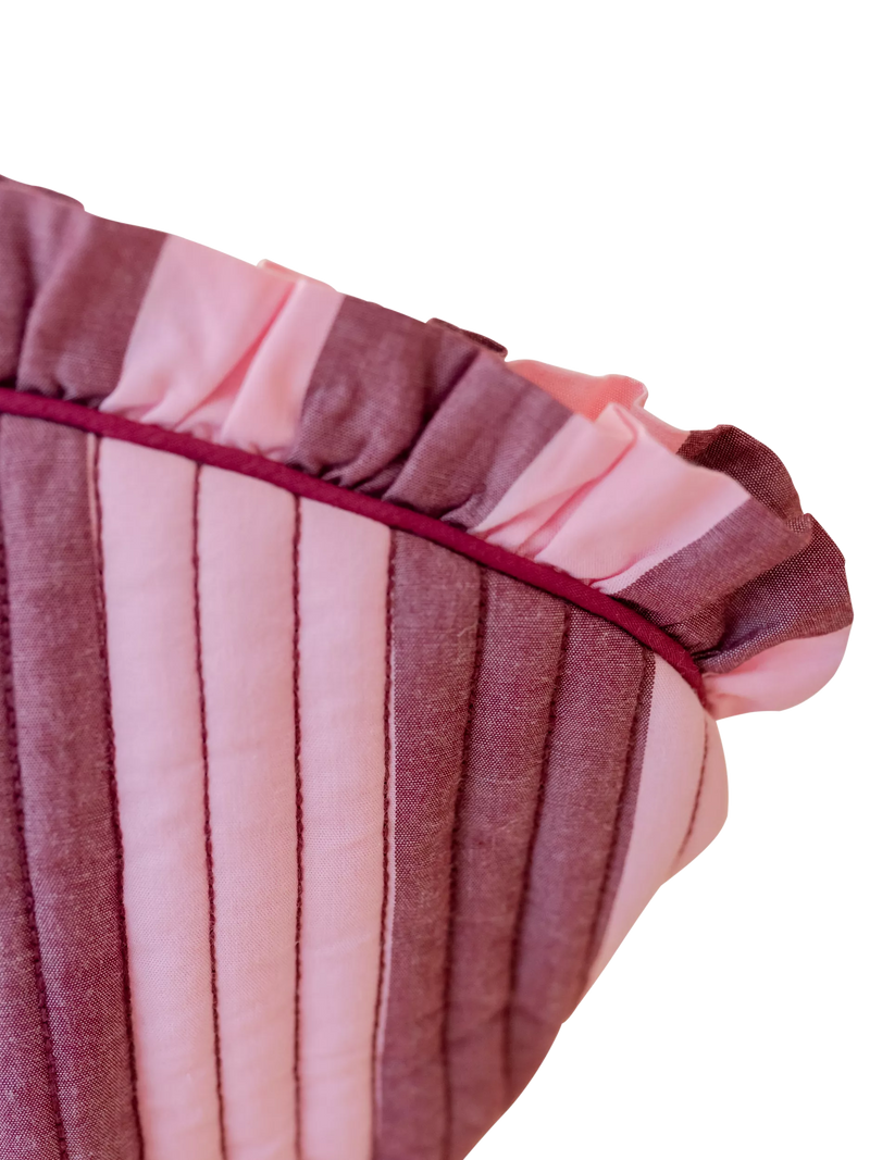 TBCo cotton pink stripe ruffle wash bag (British brand)