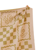 TBCo Stripe Harlequin lambswool blanket green motif 150x200cm (British brand)