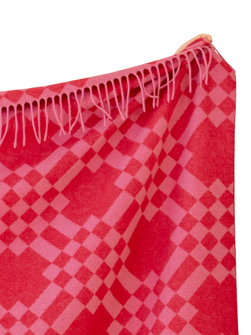 TBCo stripe harlequin lambswool blanket Pink Pixel, imported from the UK