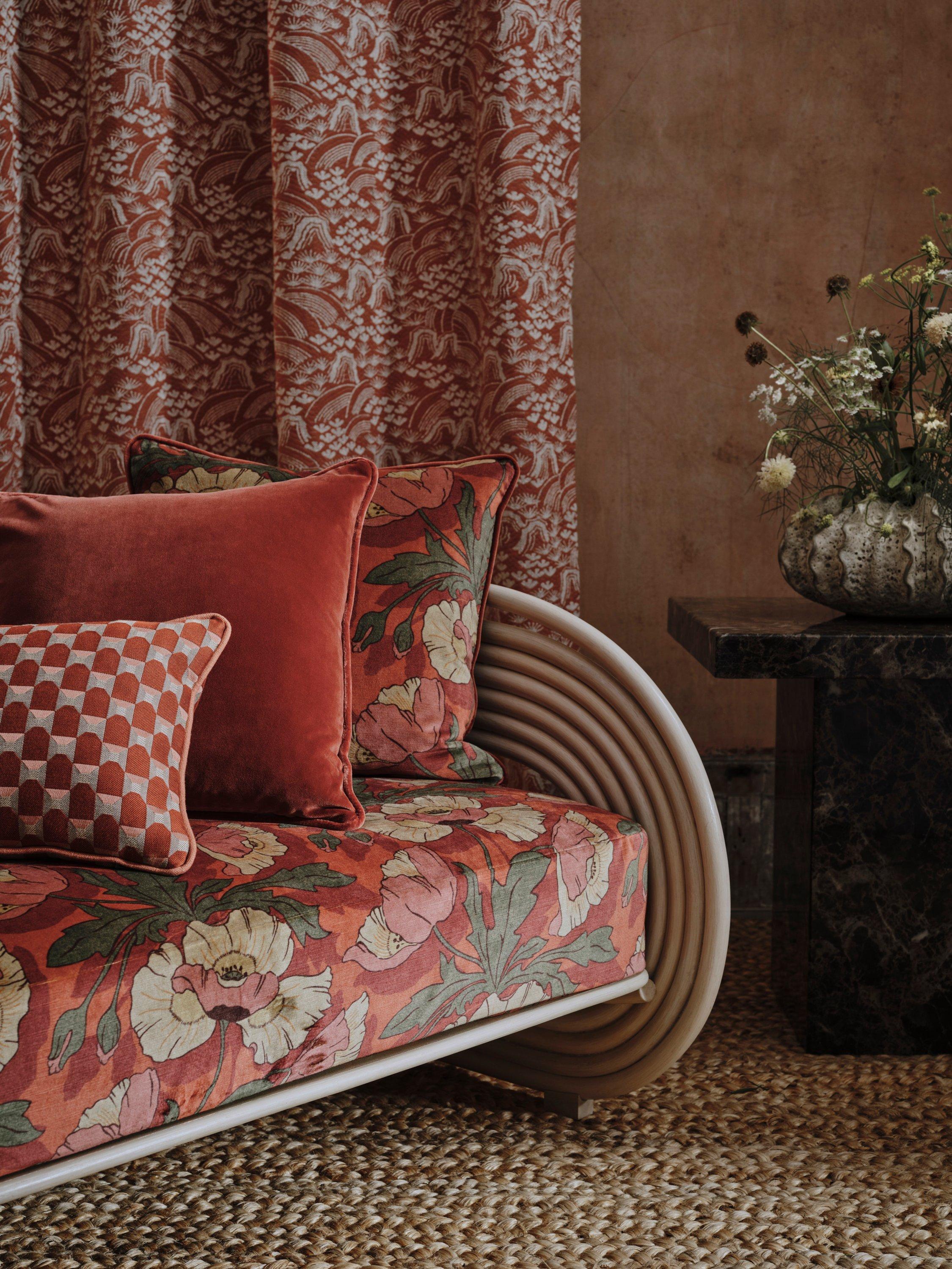 Liberty London Butterfield velvet furnishing fabric in lacquer colour, UK version