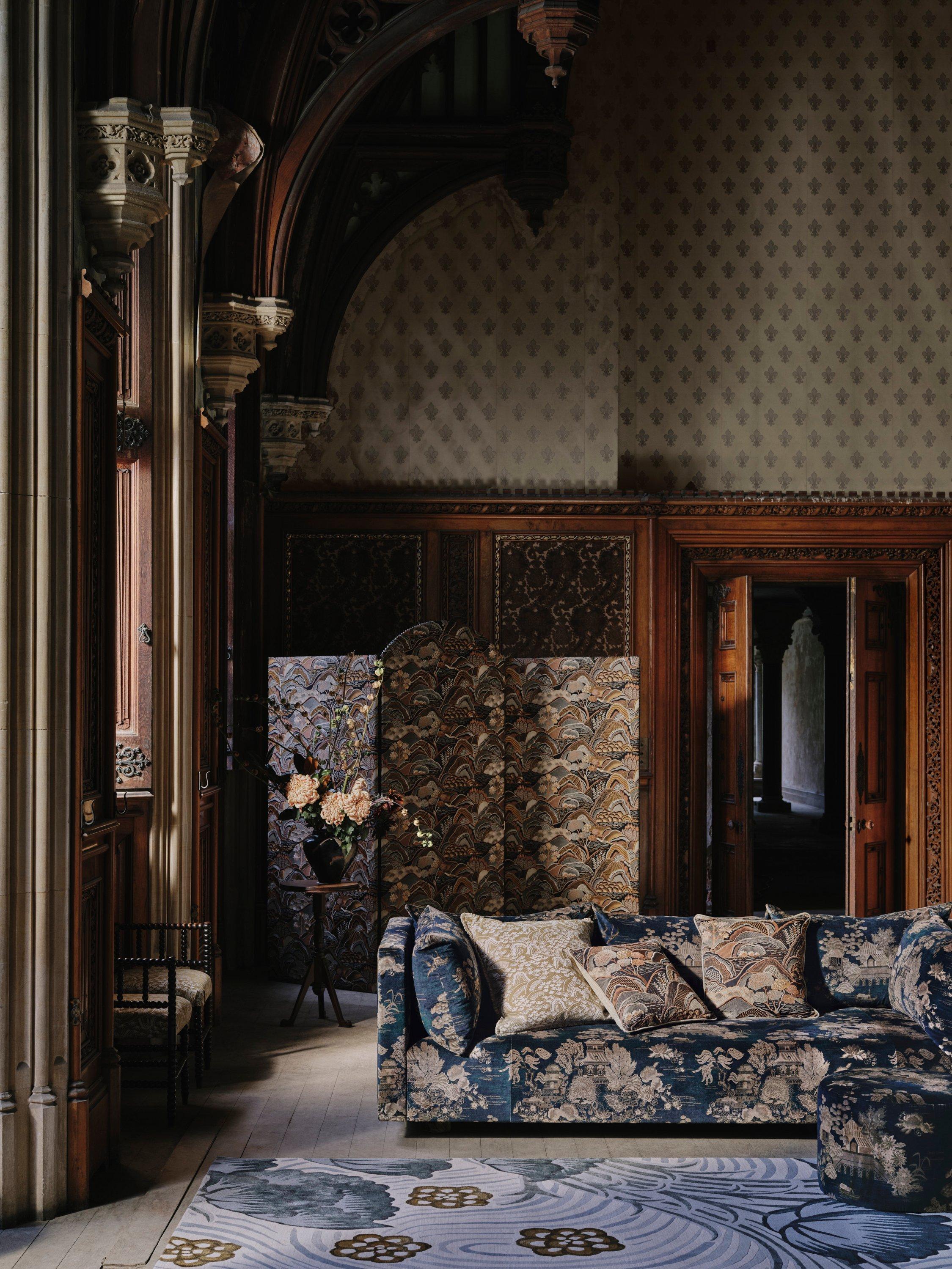 Liberty London Kelp velvet furnishing fabric (British brand)