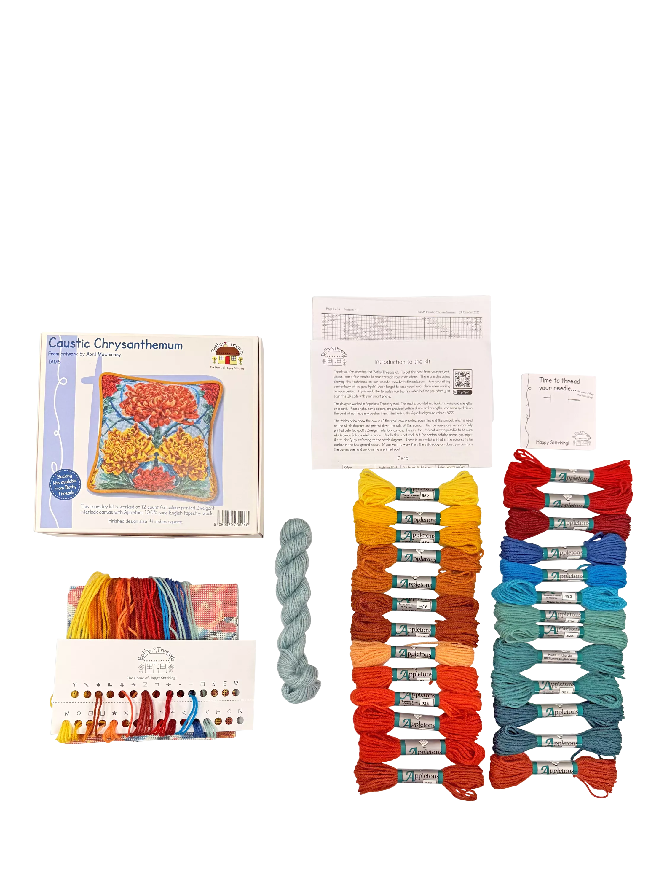 Bothy Threads Caustic Chrysanthemum tapestry kit 36x36cm, imported from the UK
