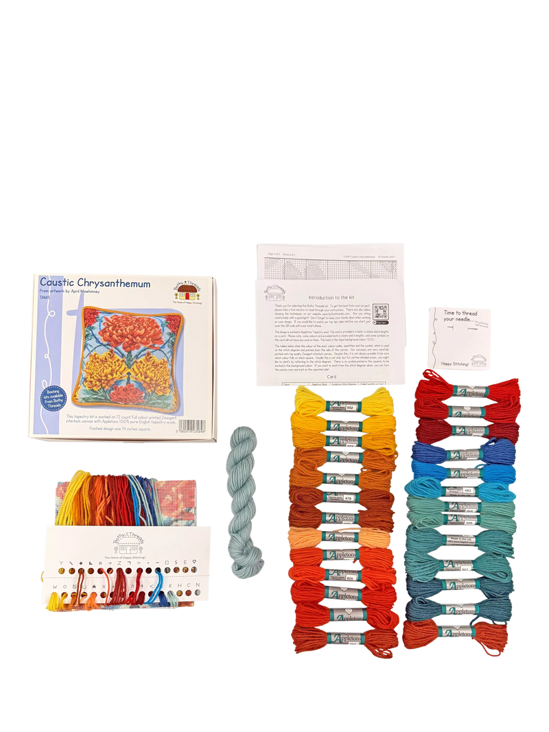 Bothy Threads Caustic Chrysanthemum tapestry kit 36x36cm, imported from the UK