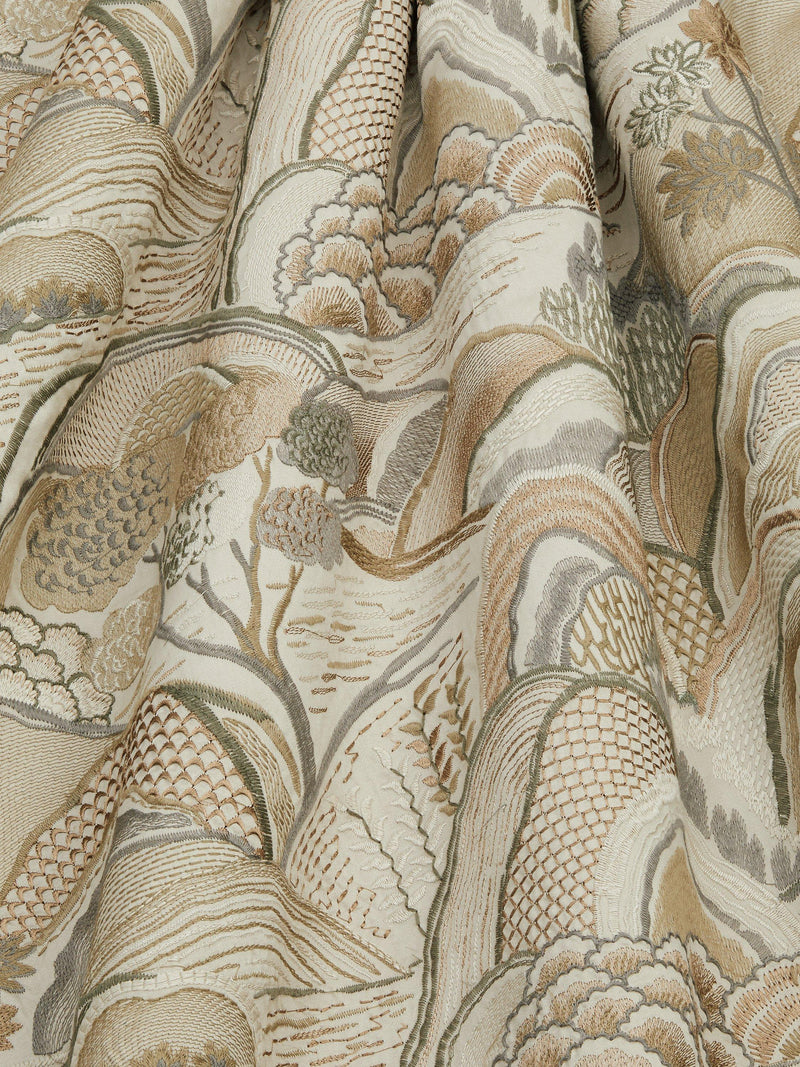 Liberty London Mount Edo furnishing fabric embroidered landscape (British brand)