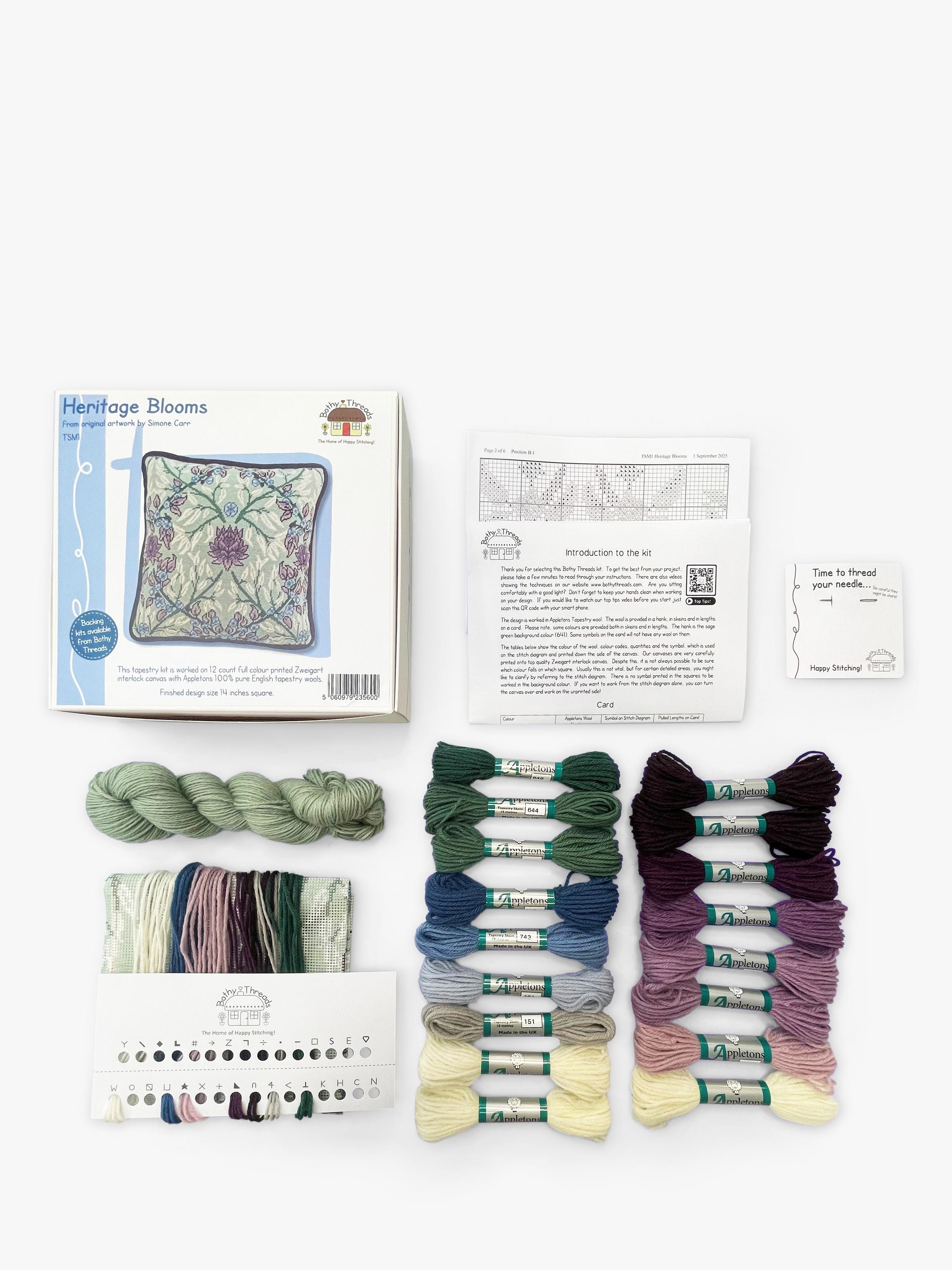 Bothy Threads Heritage Blooms tapestry kit 36x36cm, UK version