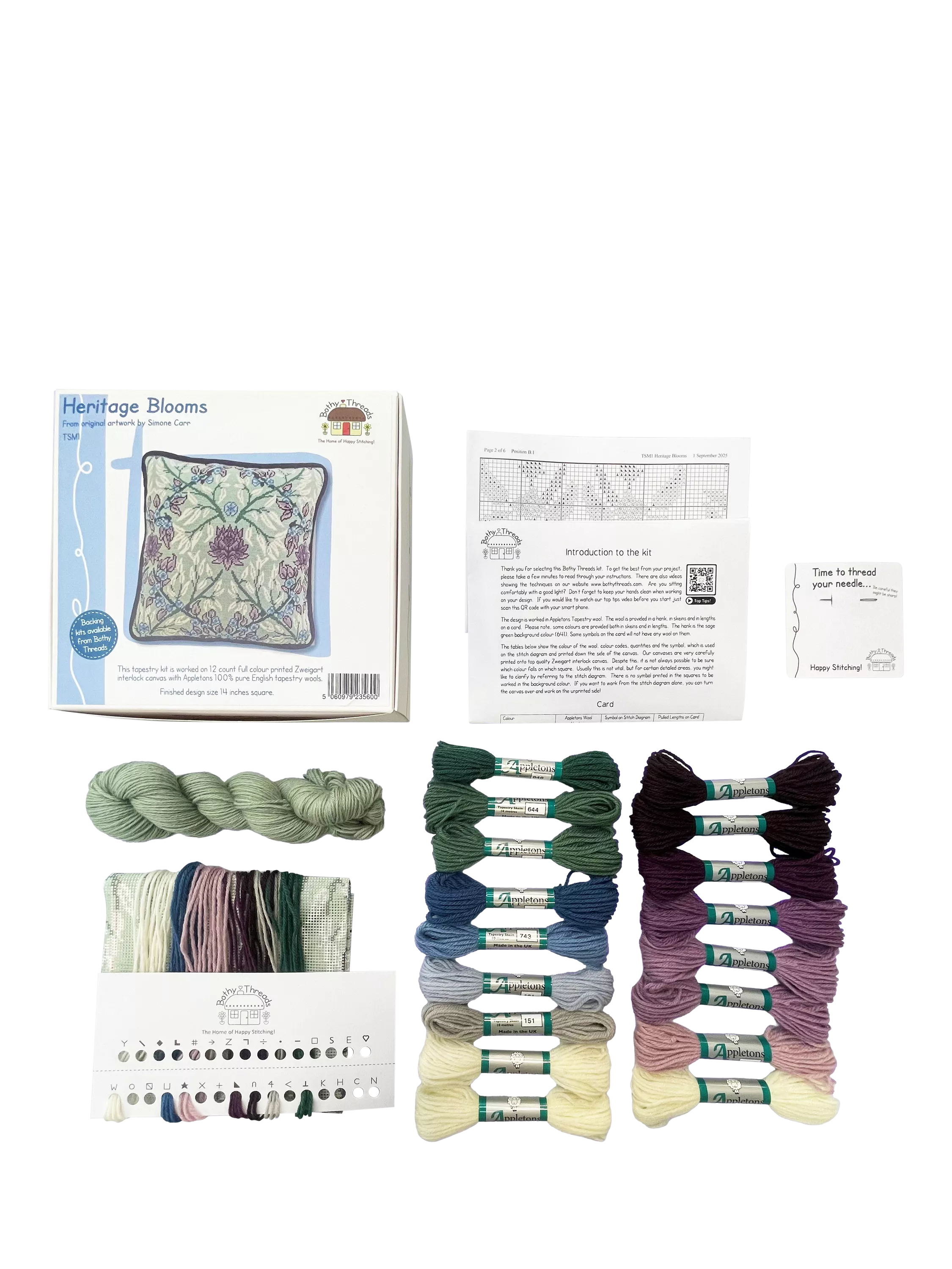 Bothy Threads Heritage Blooms tapestry kit 36x36cm, UK version