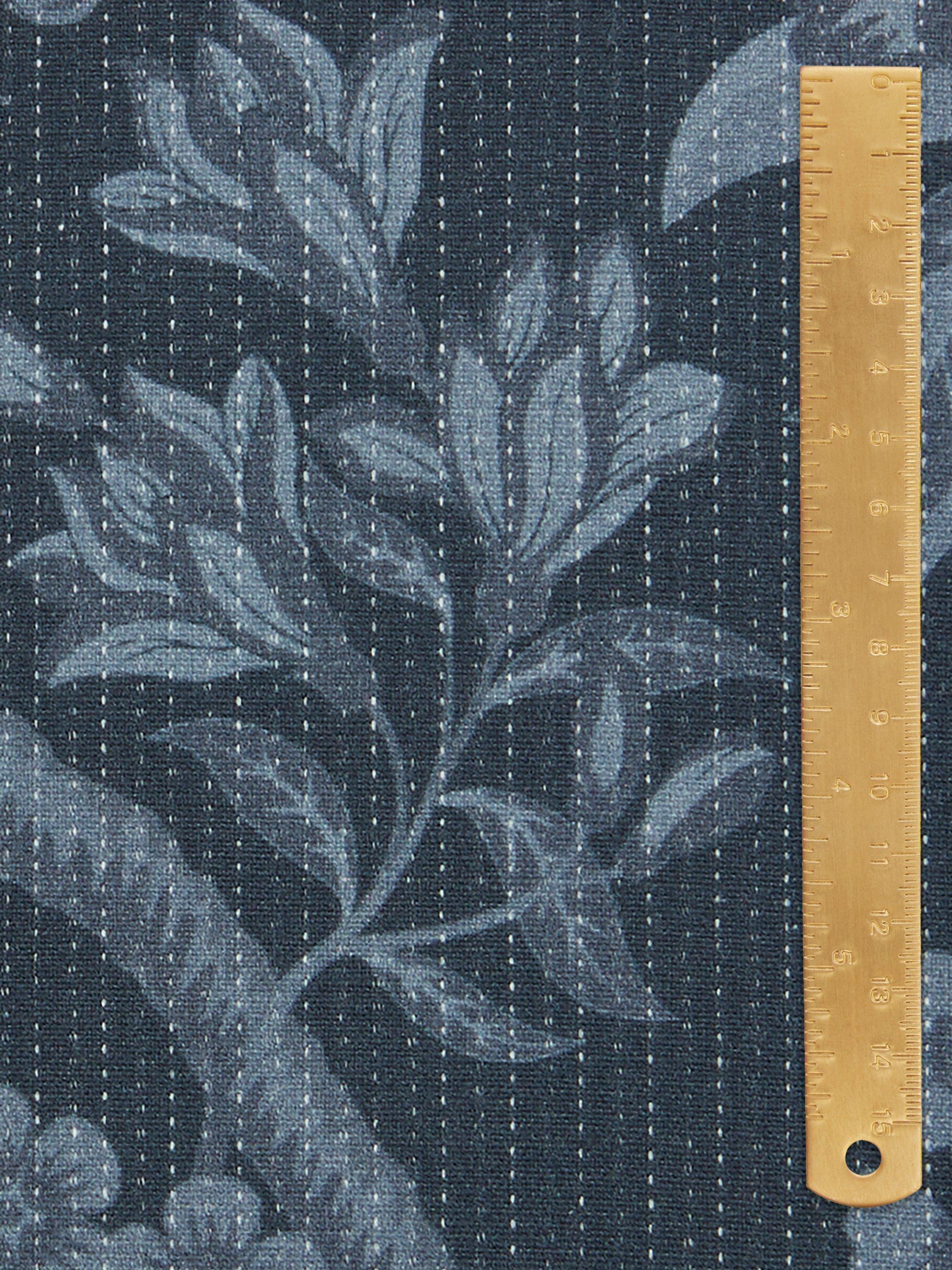 Liberty London porcelain flower furnishing fabric in ink (British brand)
