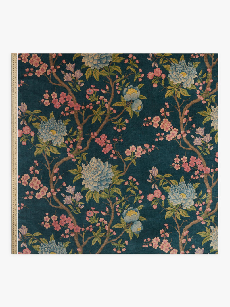 Liberty London Porcelain Trail fabric in Ink, velvet floral pattern, UK version