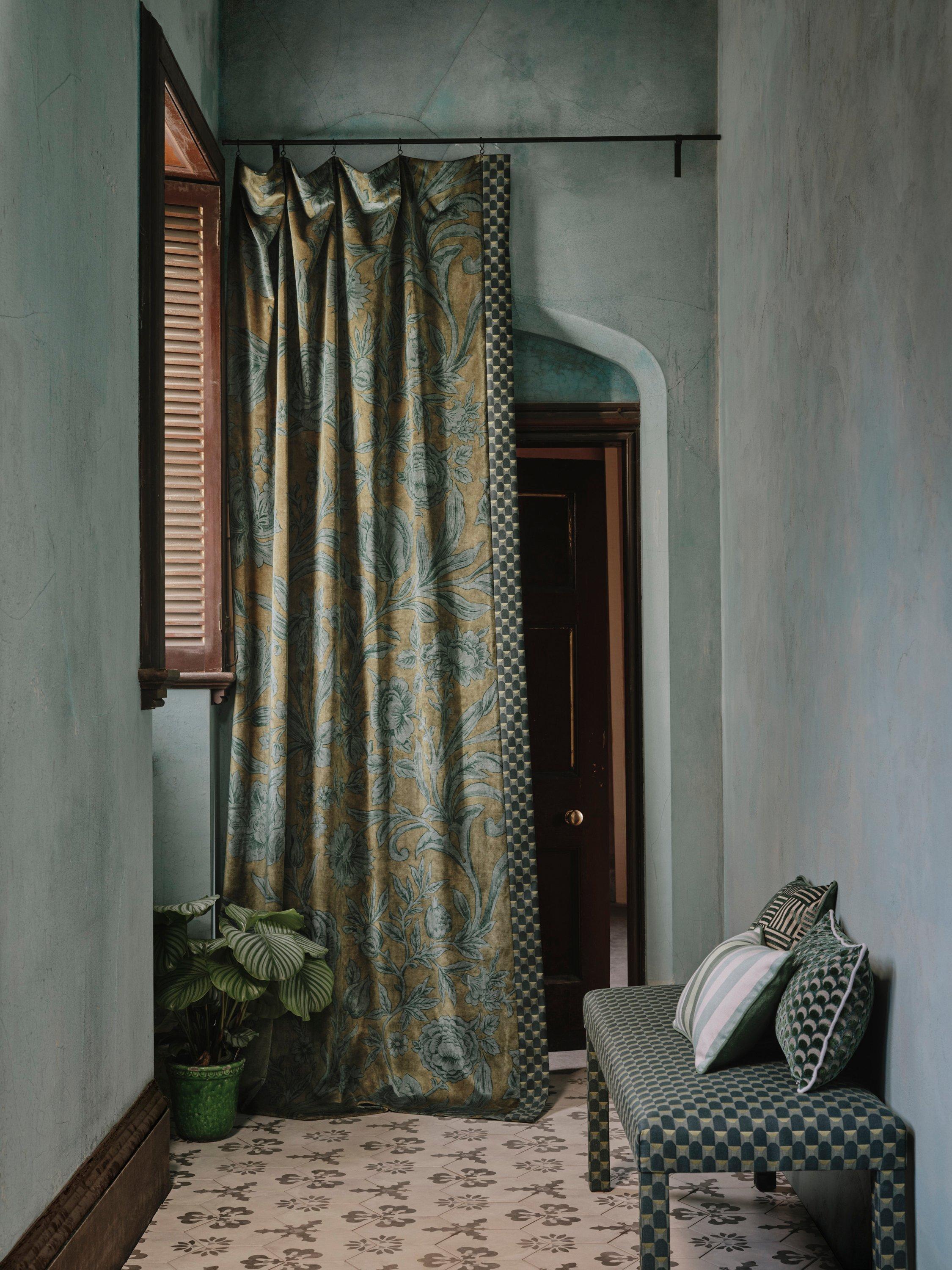 Liberty London velvet furnishing fabric kelp - British product