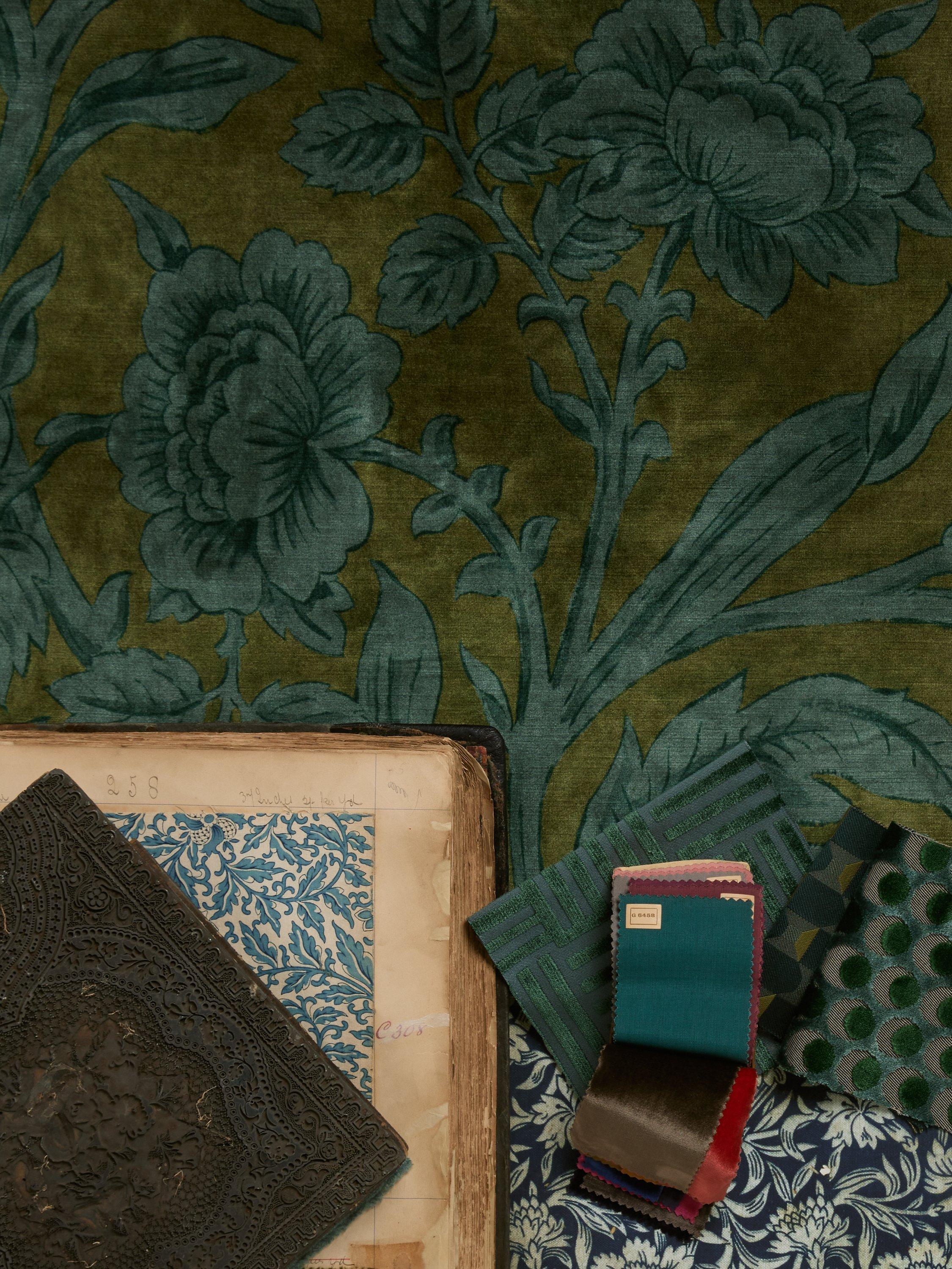 Liberty London velvet furnishing fabric kelp - British product