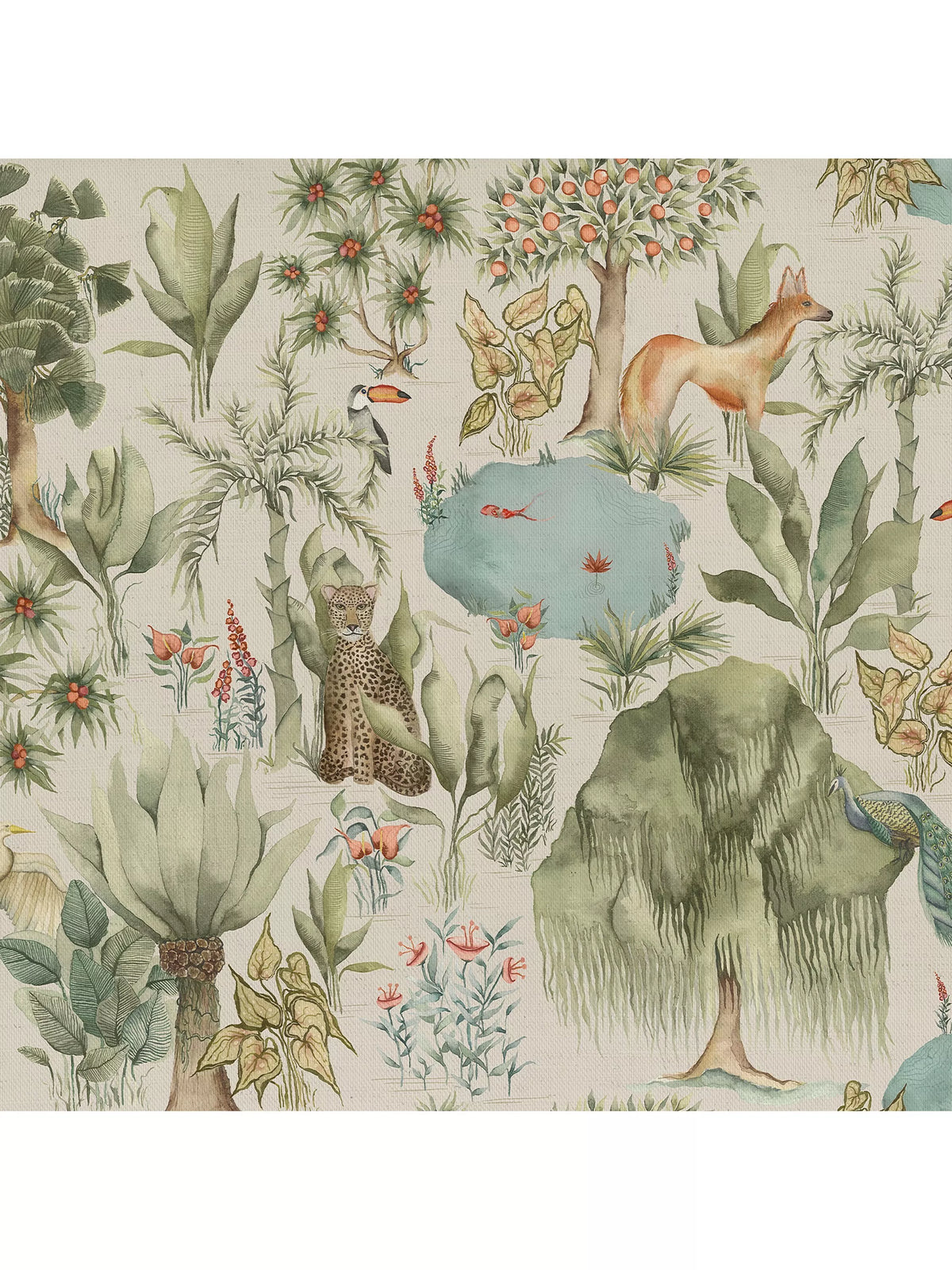 Voyage Jungle Serene green fabric - British product