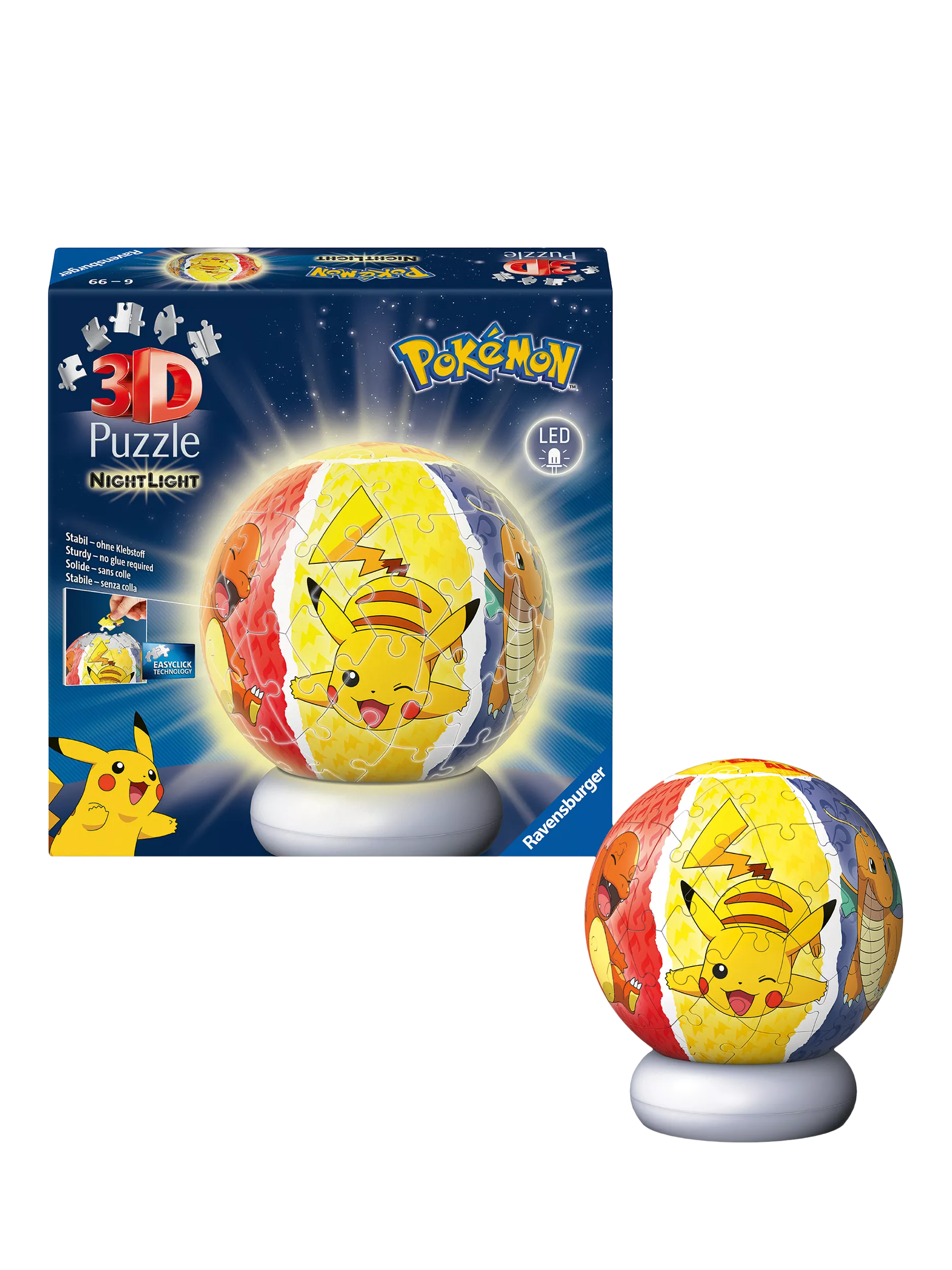 Ravensburger Pokémon 3D puzzle ball nightlight 72 piece, imported from the UK