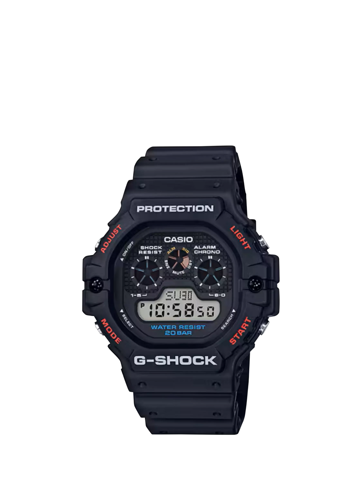 Casio G-SHOCK octagonal black men's digital watch (British brand)