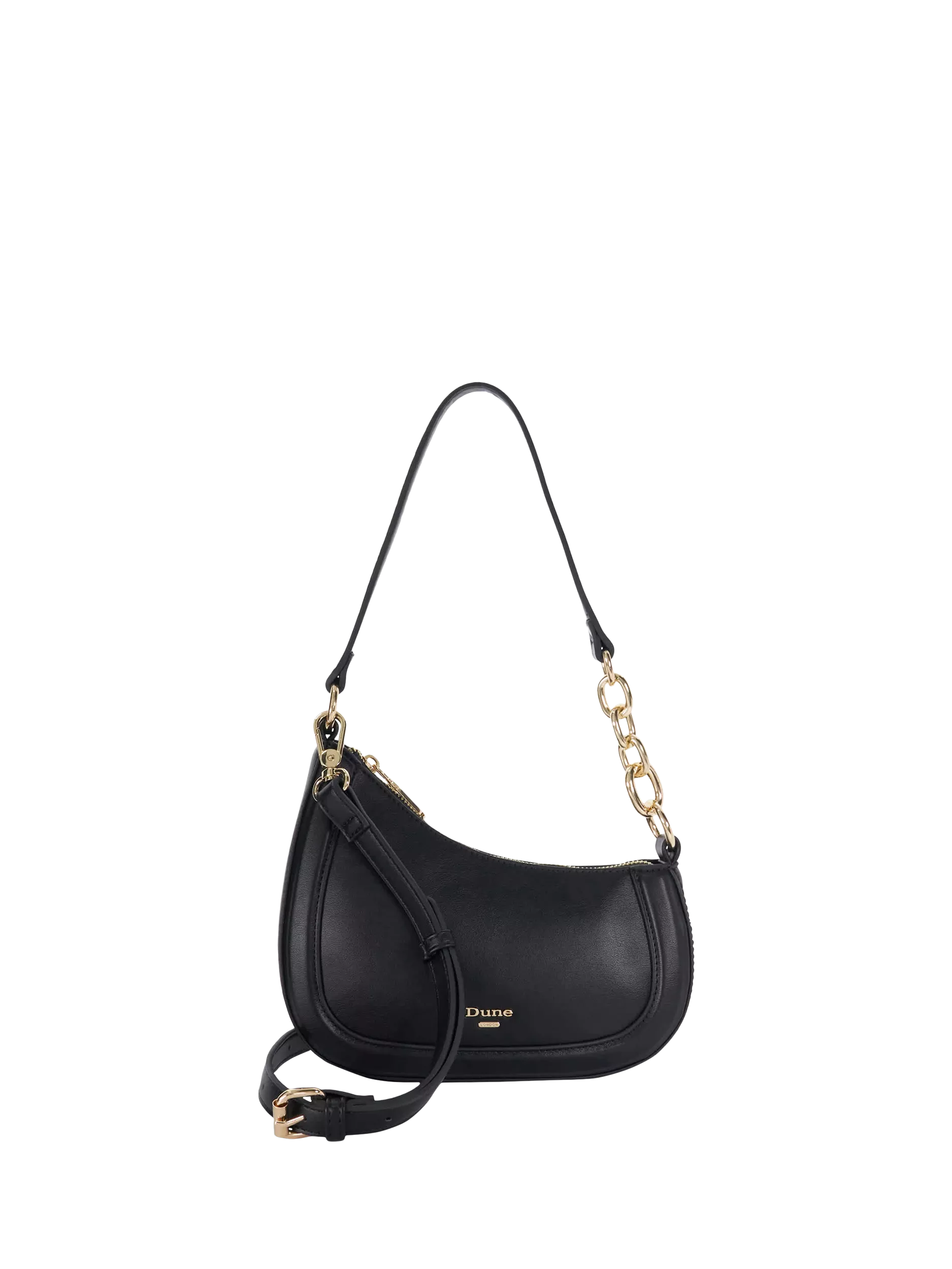 Dune London asymmetric chain shoulder bag black (British brand)