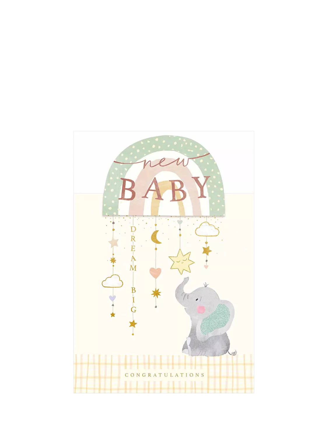 Woodmansterne elephant mobile new baby card (British brand)