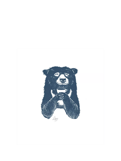John Lewis Woodmansterne Bear Holding A Coffee Blank Greeting Card- Buy online at McGrocer