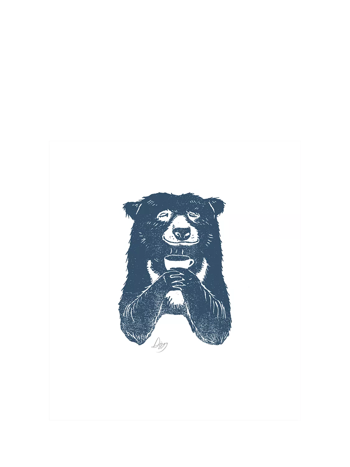 Woodmansterne bear holding coffee blank greeting card (British brand)