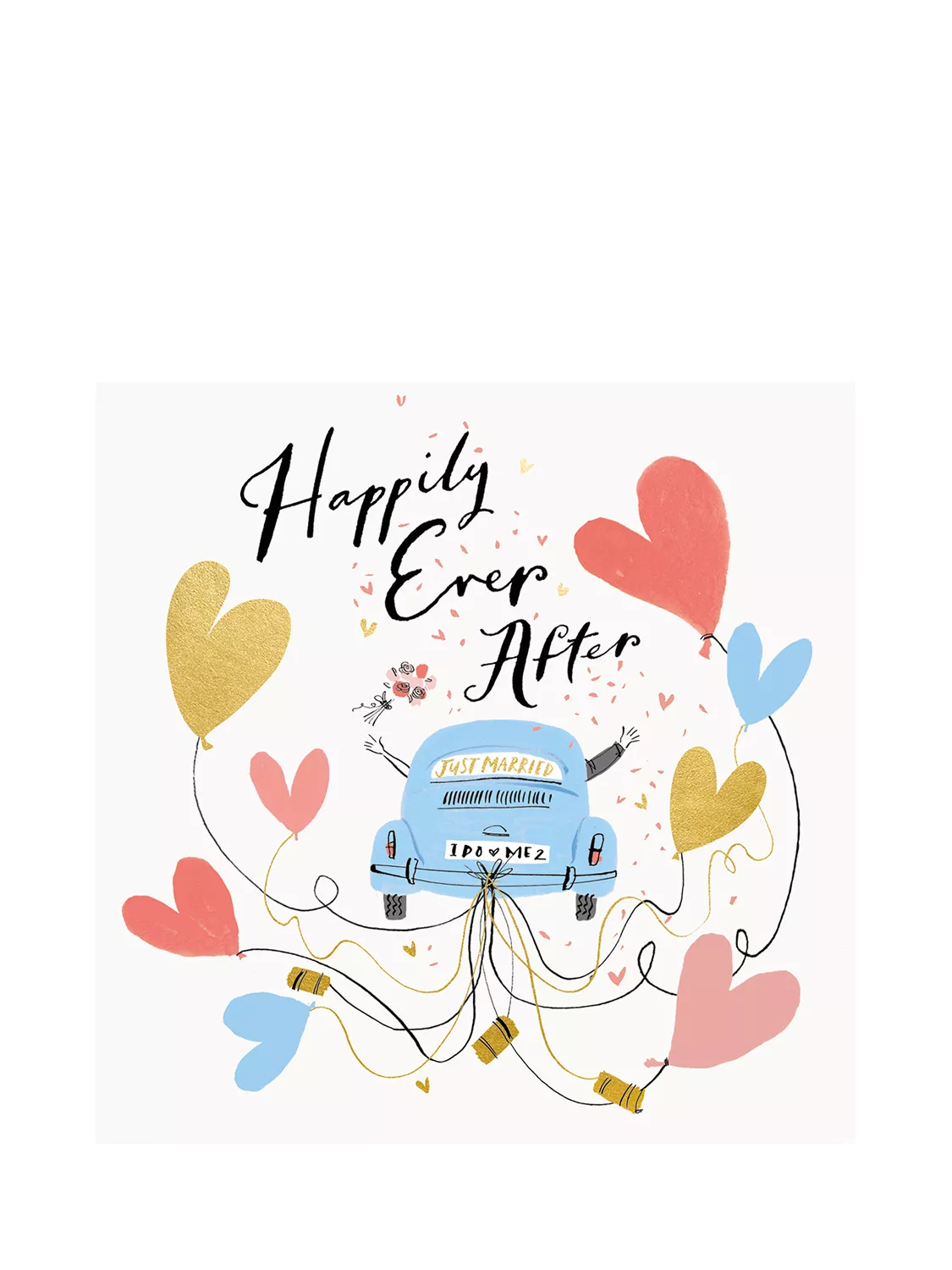 Woodmansterne wedding card with heart-shaped balloons - British product
