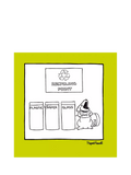 Woodmansterne dog next to recycling bins greeting card (British brand)