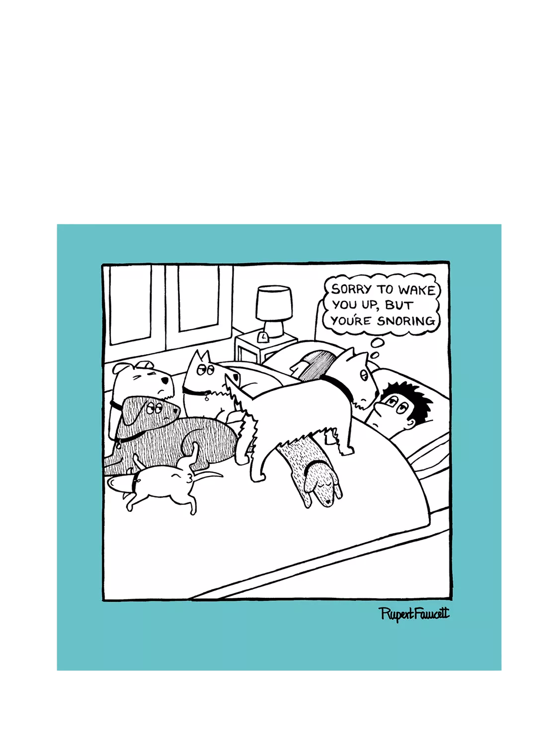 Woodmansterne dog waking snoring man greeting card 166x167mm, UK version