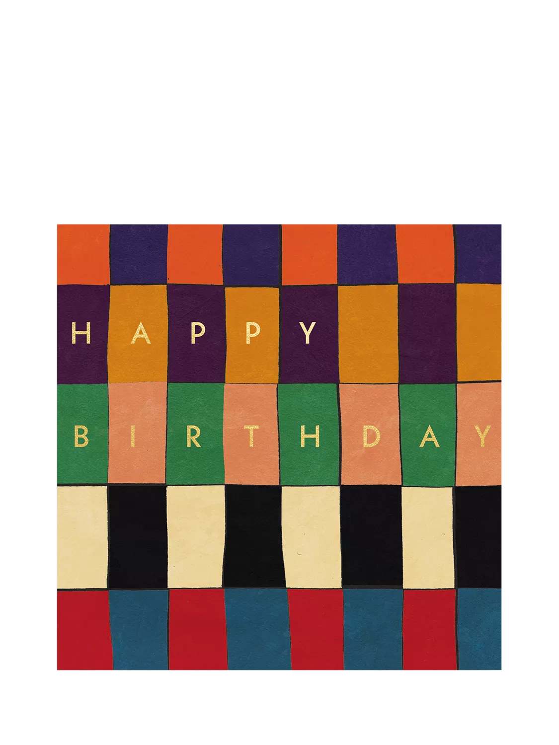 Woodmansterne check pattern birthday card with grey envelope, imported from the UK