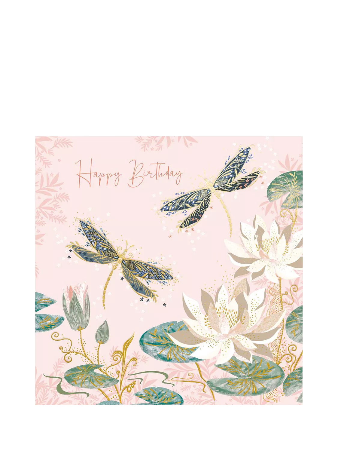 Woodmansterne dragonflies and lilies birthday card (British brand)