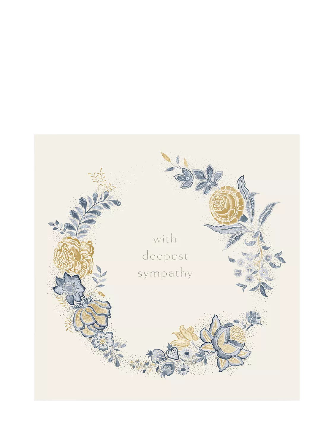 Woodmansterne sympathy card with floral wreath design, imported from the UK