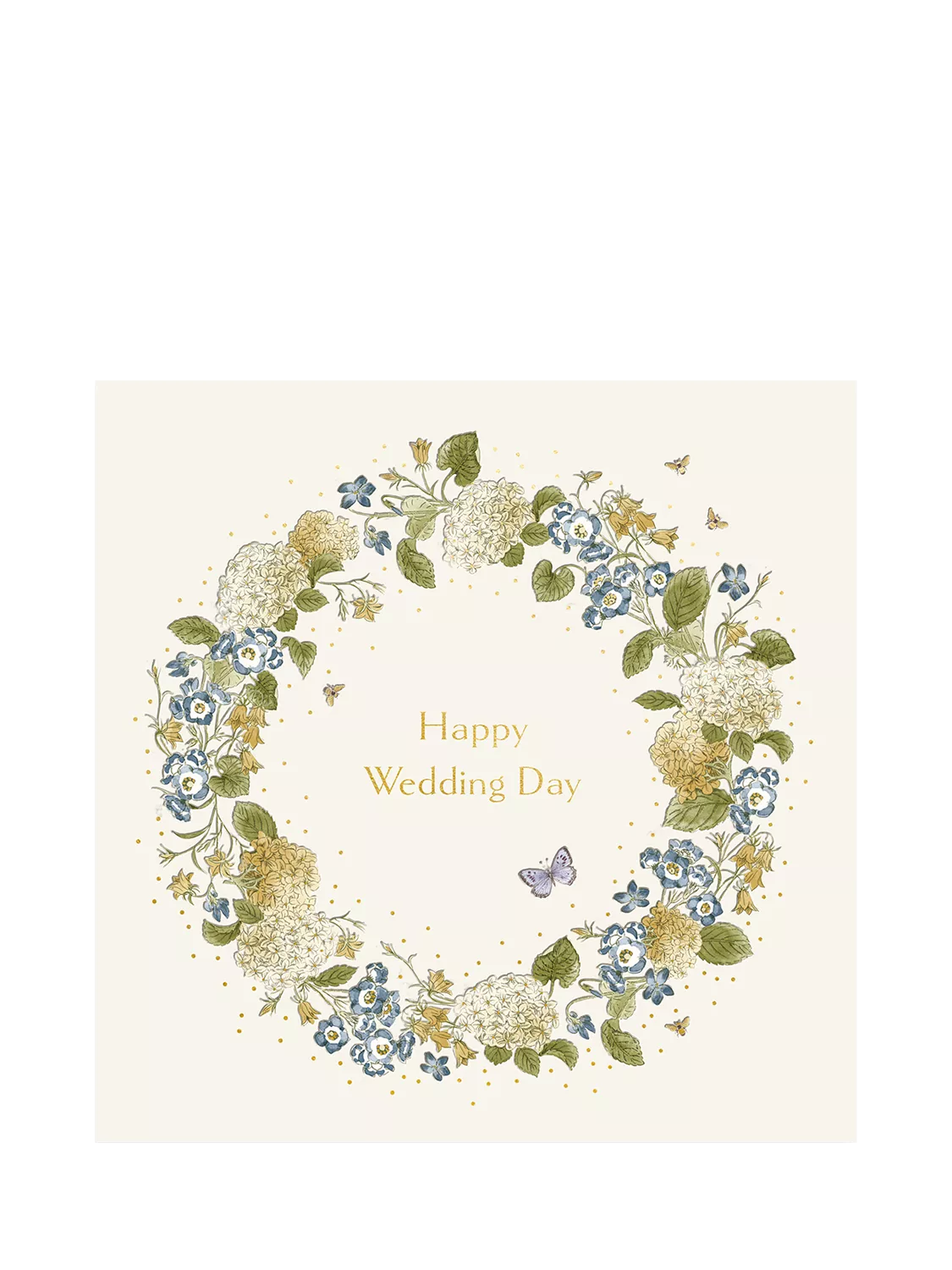 Woodmansterne floral wreath wedding card (British brand)