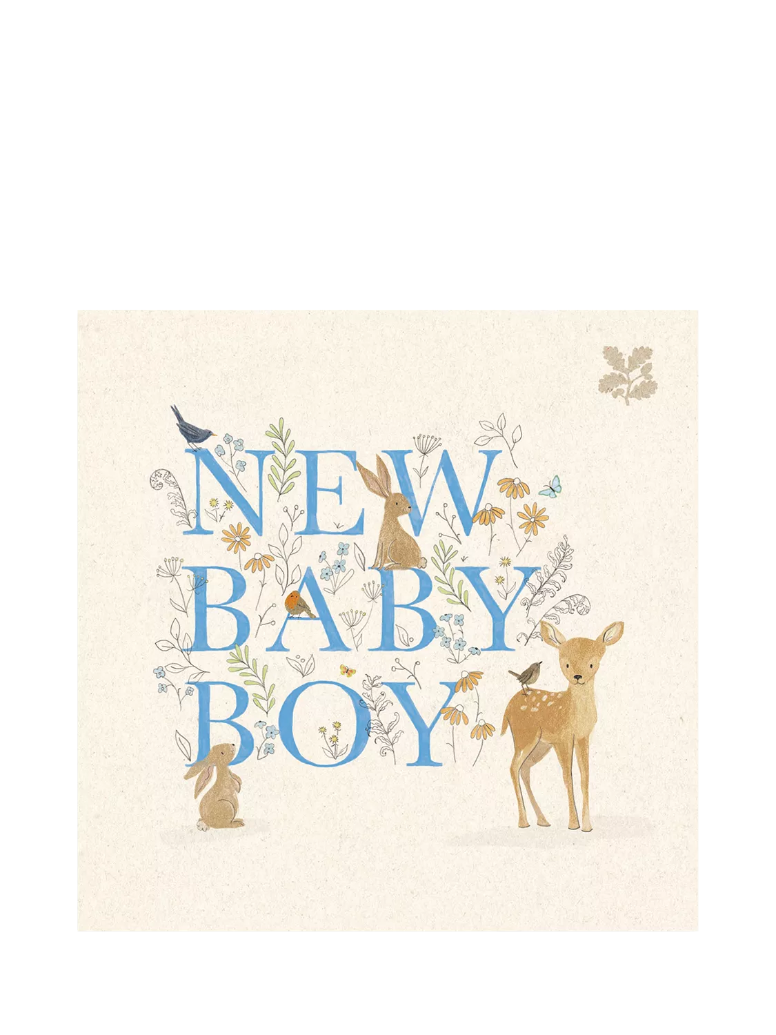 Woodmansterne baby boy card with deer design - British product