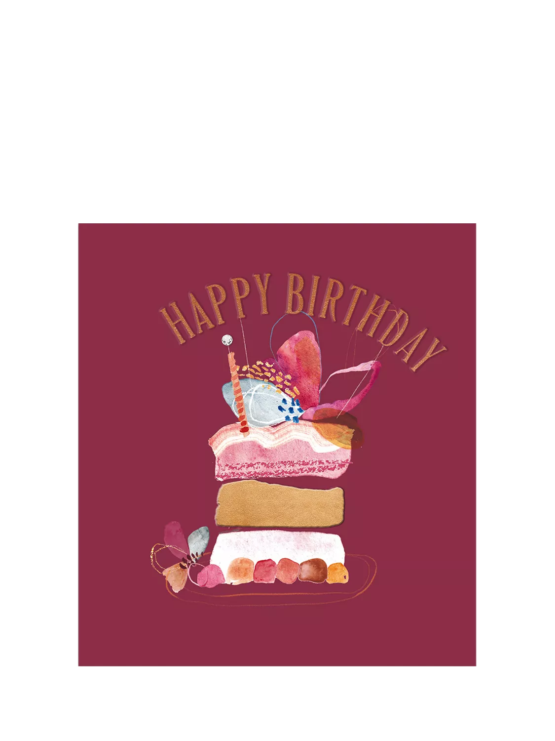 The Proper Mail Company abstract painted birthday card 144x135mm, imported from the UK