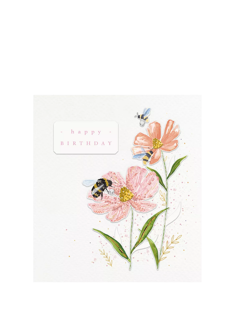 The Proper Mail Company bee and flower birthday card - British product
