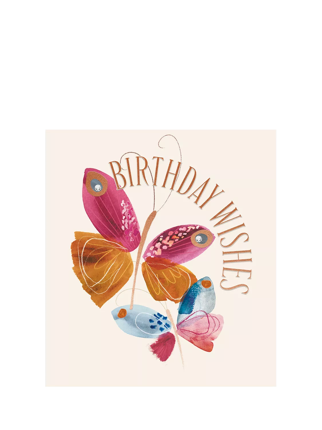 The Proper Mail Company butterflies brush strokes birthday card - British product