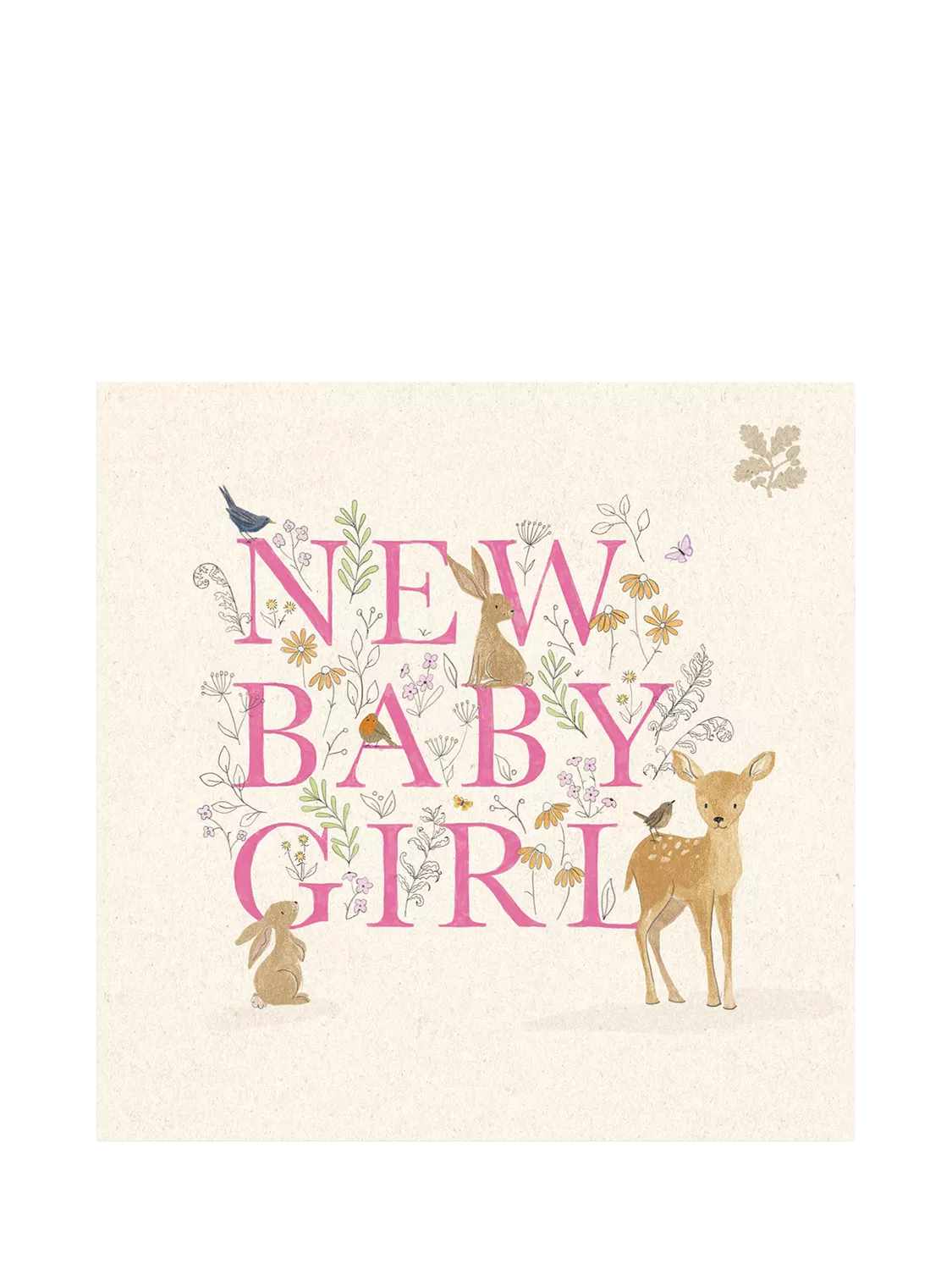 Woodmansterne baby deer new baby girl card (British brand)