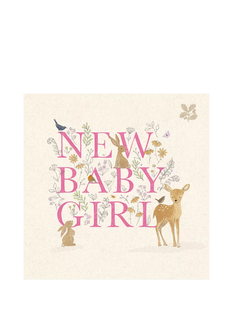 Woodmansterne baby deer new baby girl card (British brand)