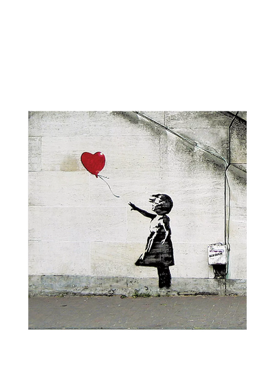 John Lewis Woodmansterne Banksy Girl with Heart Balloon Greetings Card- Buy online at McGrocer