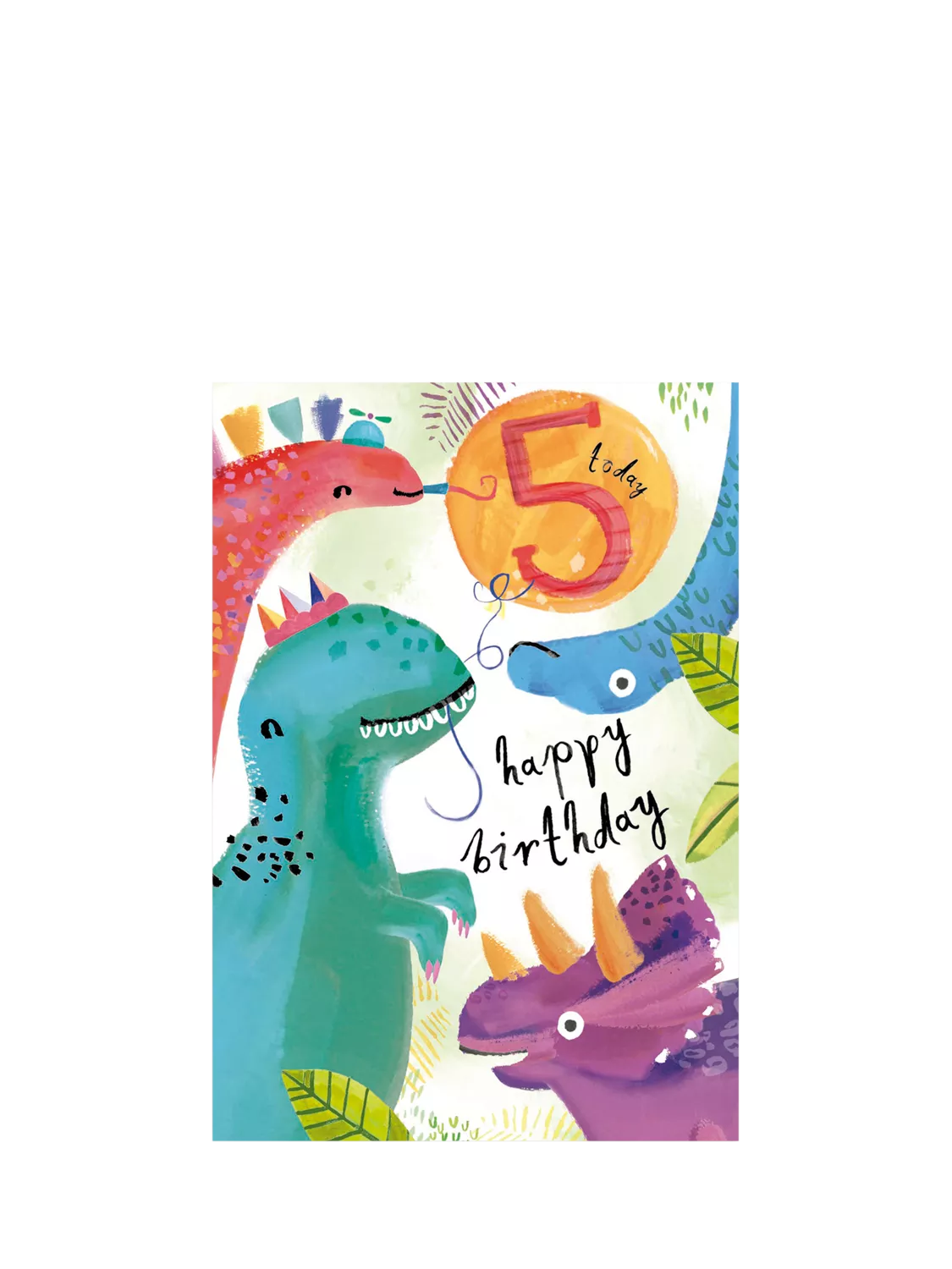 Woodmansterne Dinosaurs 5th birthday card, imported from the UK
