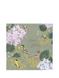 Woodmansterne Hydrangeas & Birds birthday card - British product