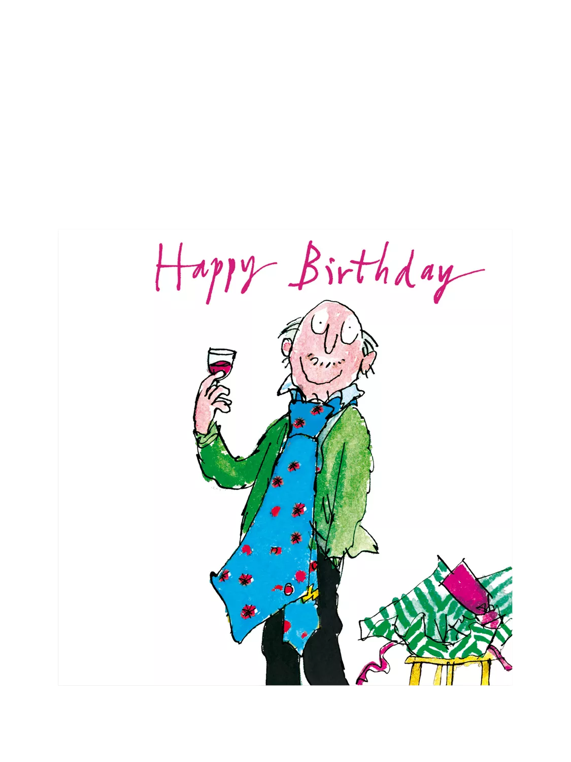 Woodmansterne birthday card man wearing giant tie, imported from the UK