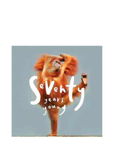 John Lewis Woodmansterne Orangutan Yoga 70th Birthday Card- Buy online at McGrocer