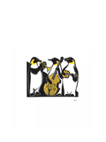 Woodmansterne greeting card with penguins playing instruments, imported from the UK